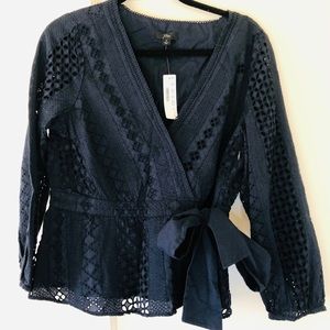 NWT JCrew Women’s side zip wrap cotton blouse